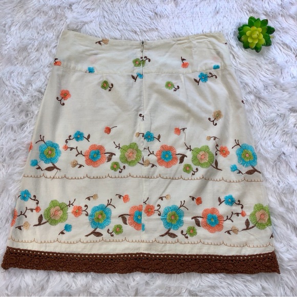 Heart Soul Y2k Cream Embroidered Flower Macrame Skirt - Picture 15 of 16